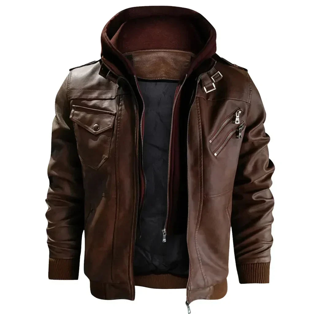 Hooded Leather Jacket