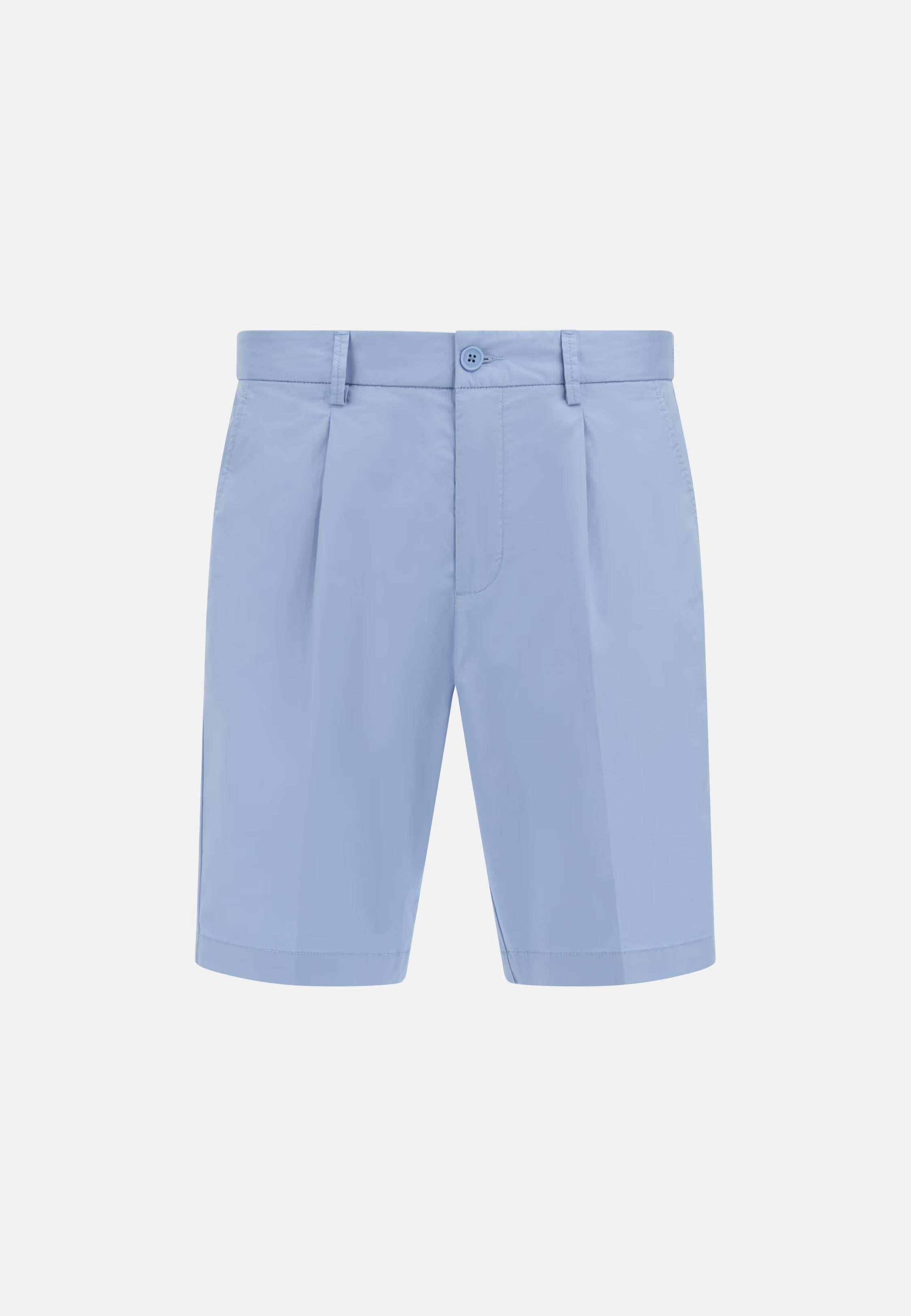 Tailored Pleated Chino Shorts - Navy Blue