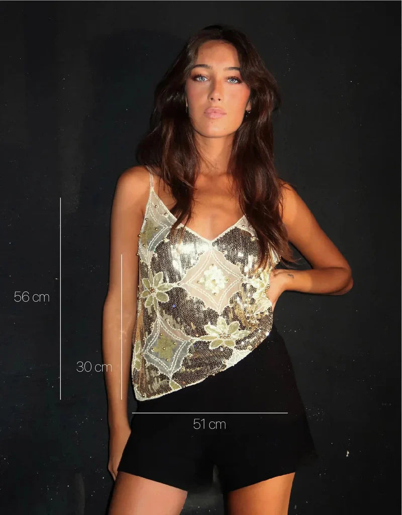Sequin Embellished Sheer Camisole