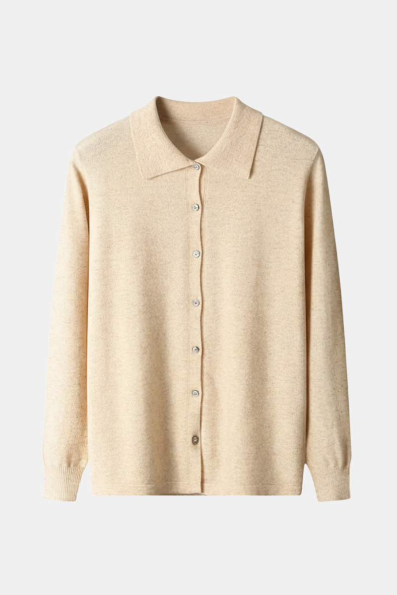 100% CASHMERE POLO CARDIGAN