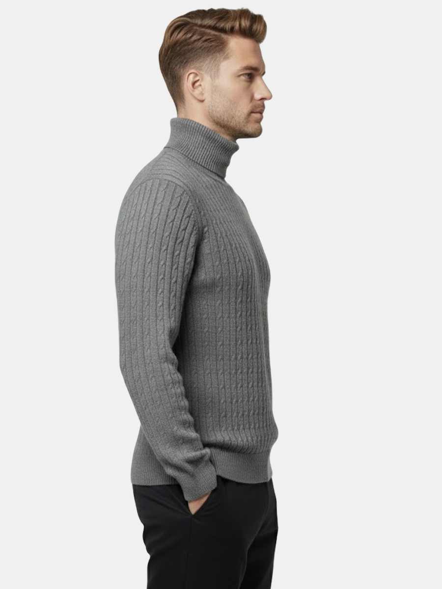 Cashmere Cable-Knit Turtleneck Sweater