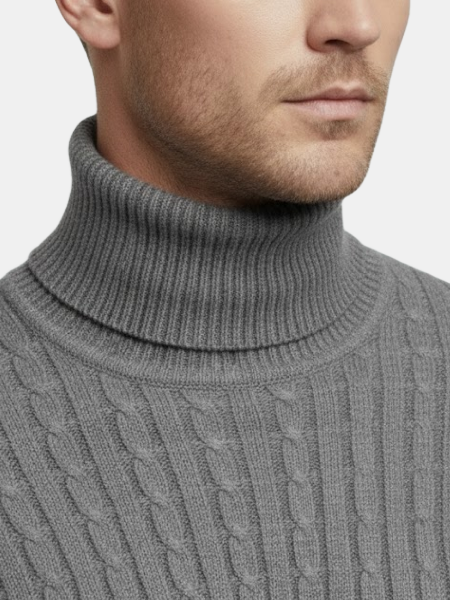 Cashmere Cable-Knit Turtleneck Sweater