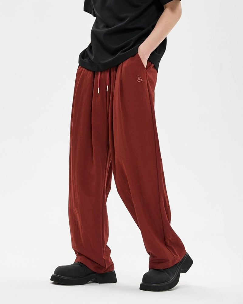 Embroidered Relaxed Wide-Leg Pants