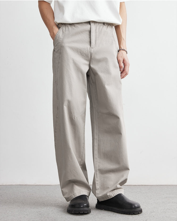 Relaxed elastic waist denim-look pants
