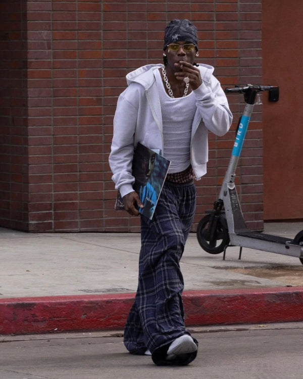 Plaid Pajama Pants with Drawstring