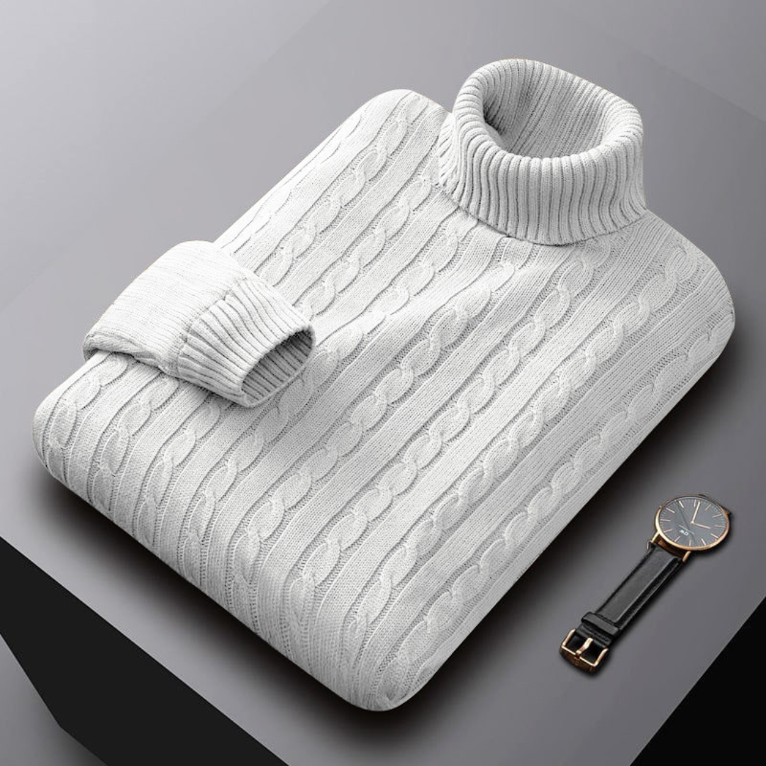Cable-Knit Turtleneck Sweater