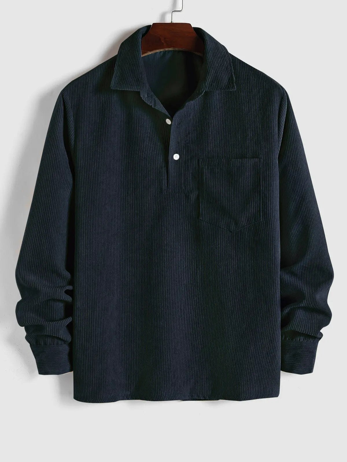Half Button Corduroy Long Sleeves Shirt