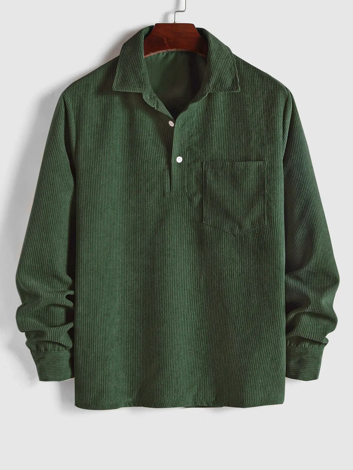 Half Button Corduroy Long Sleeves Shirt