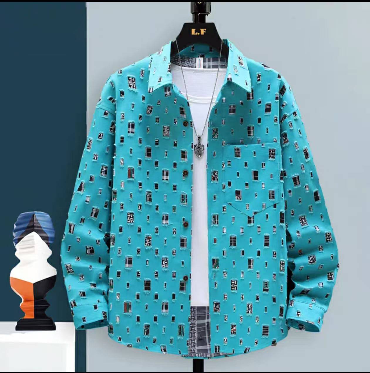 Cut-Out Patchwork Shirt