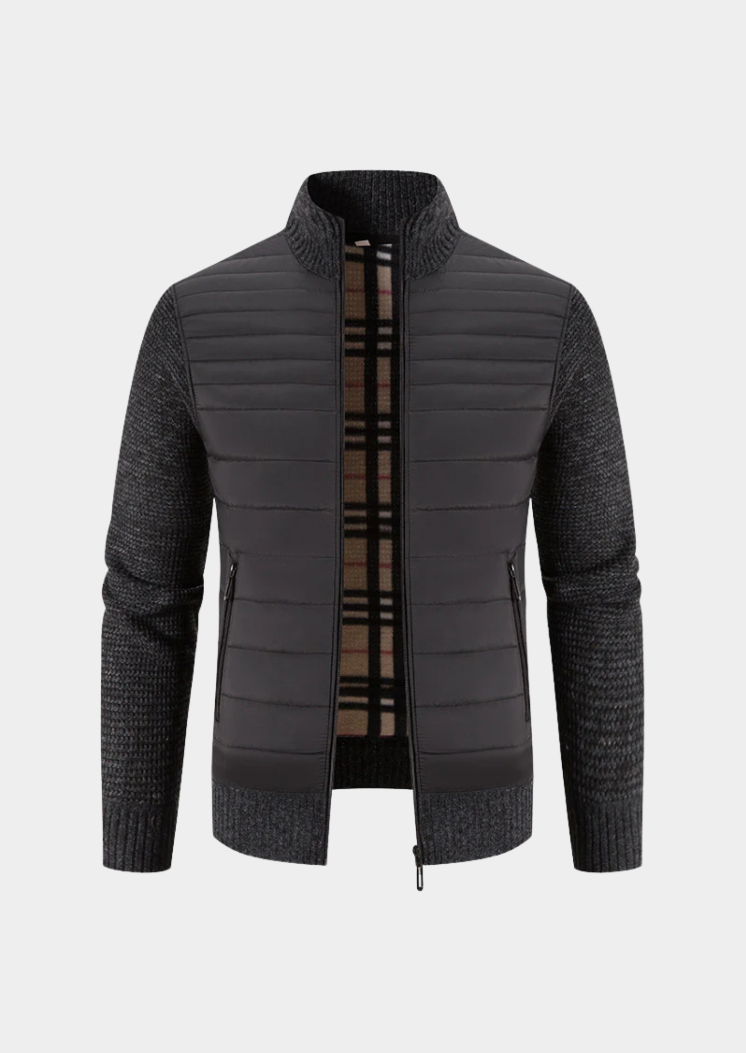 Textured Sleeve Padded Jacket