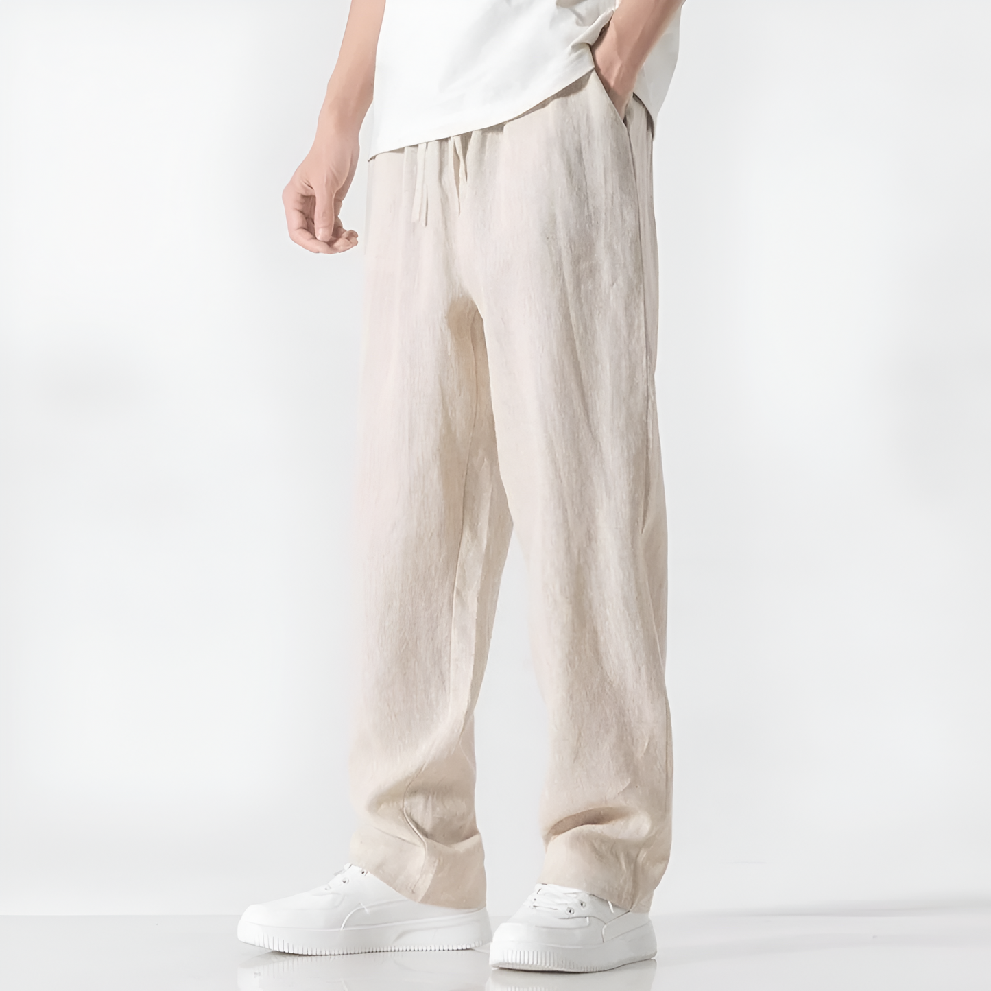 Straight-Cut 100% Linen Trousers