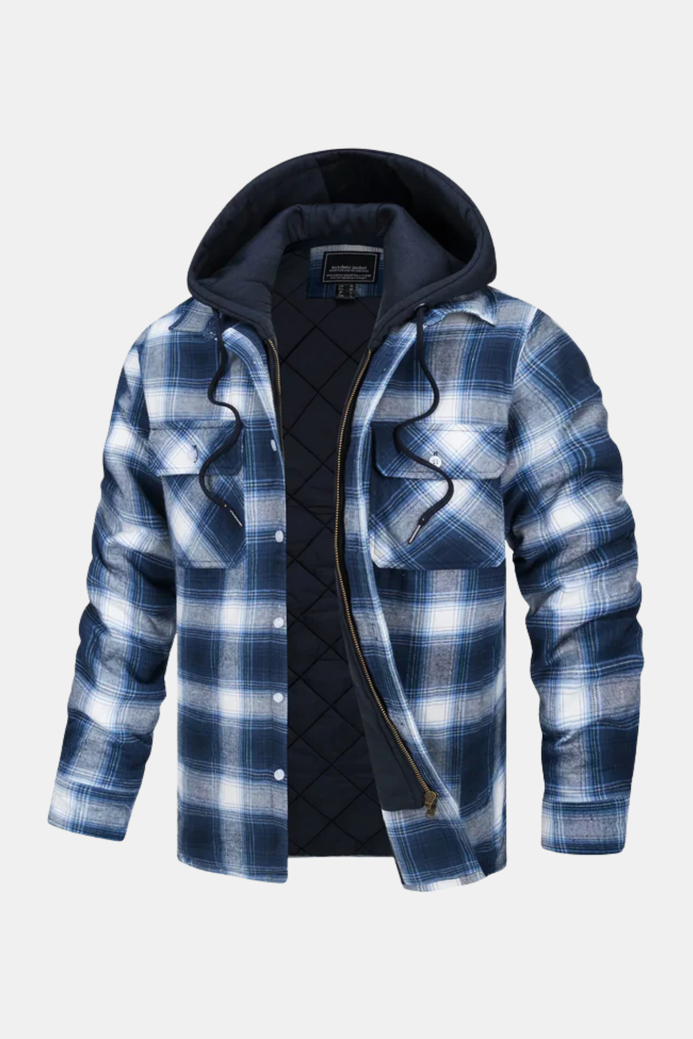 Quilted Hooded Flannel Shirt Jacket