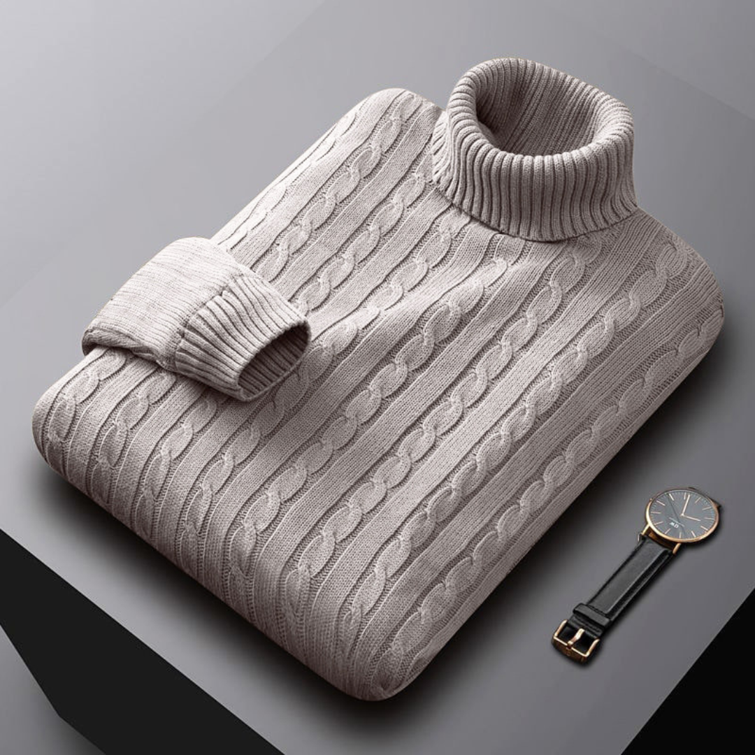 Cable-Knit Turtleneck Sweater