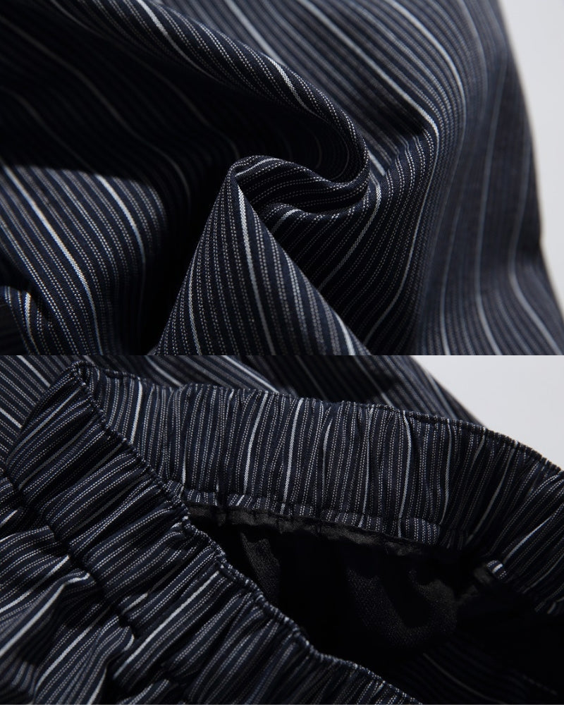 Diplomatic Stripe Pants with Drawstring - Navy Blue