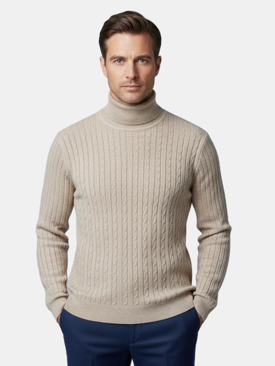 Cashmere Cable-Knit Turtleneck Sweater