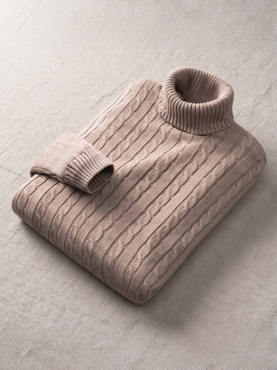Cashmere Cable-Knit Turtleneck Sweater