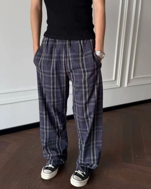 Plaid Pajama Pants with Drawstring