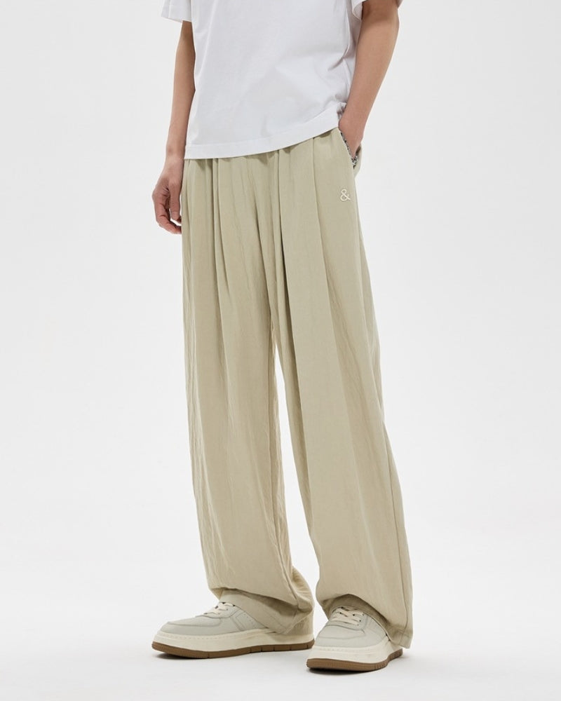 Embroidered Relaxed Wide-Leg Pants