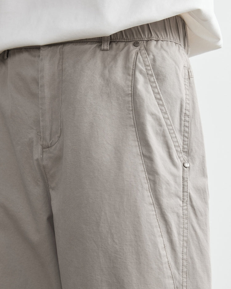 Relaxed elastic waist denim-look pants
