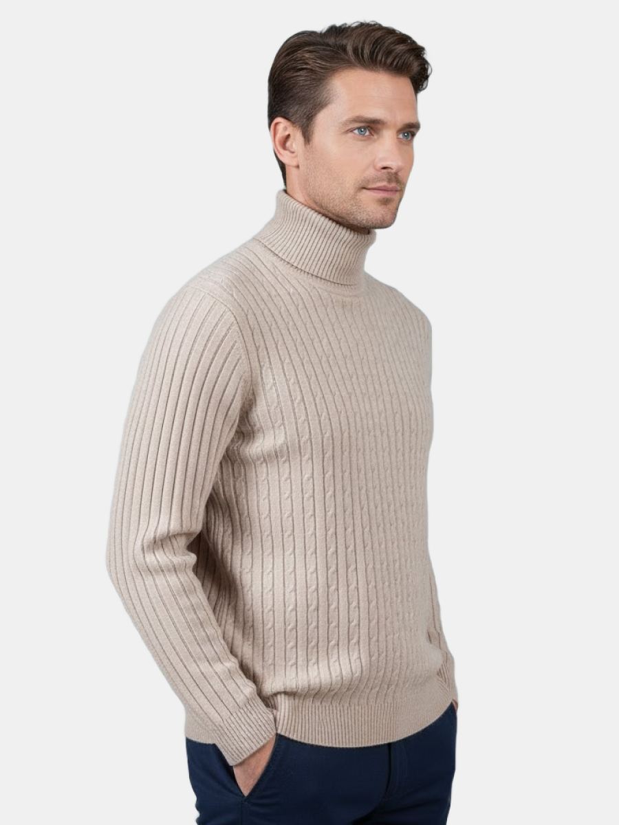 Cashmere Cable-Knit Turtleneck Sweater