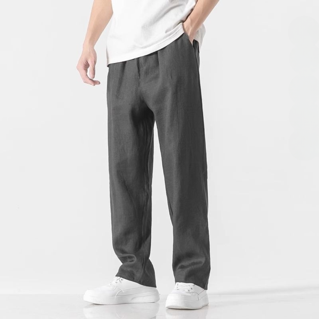Straight-Cut 100% Linen Trousers