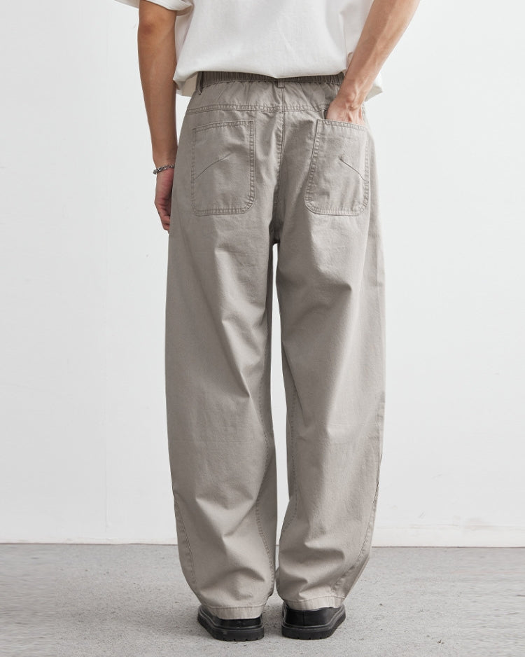 Relaxed elastic waist denim-look pants