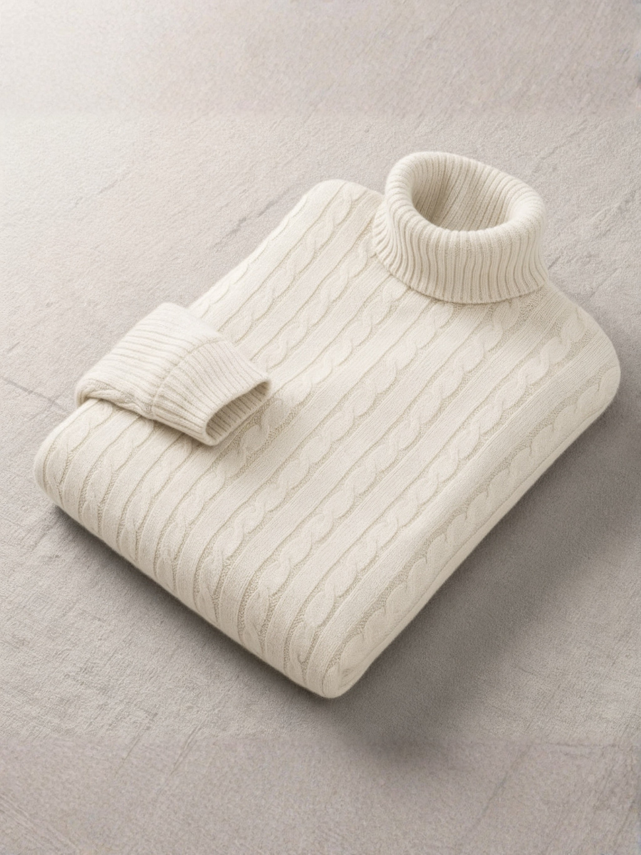 Cashmere Cable-Knit Turtleneck Sweater