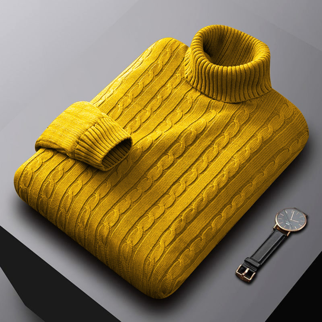 Cable-Knit Turtleneck Sweater