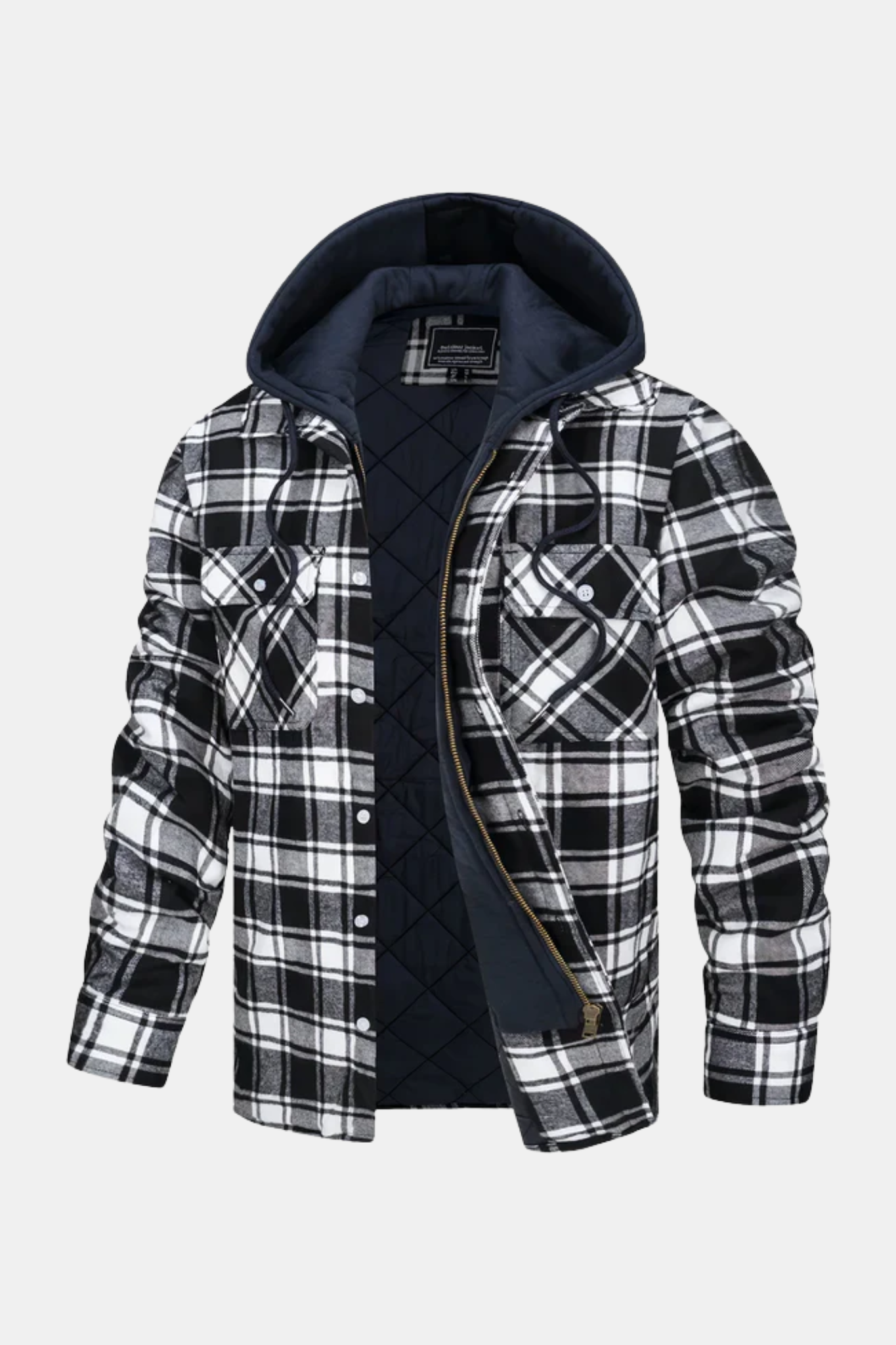 Quilted Hooded Flannel Shirt Jacket