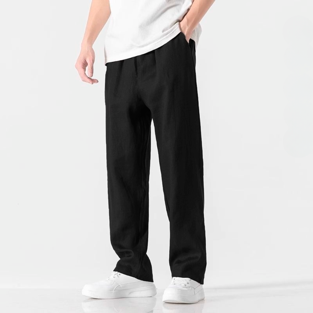 Straight-Cut 100% Linen Trousers