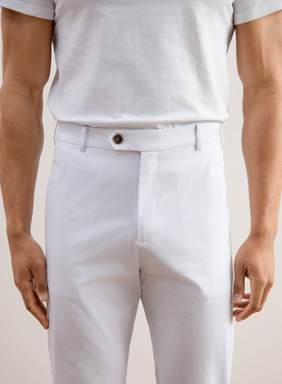 Straight Pleated White Pants