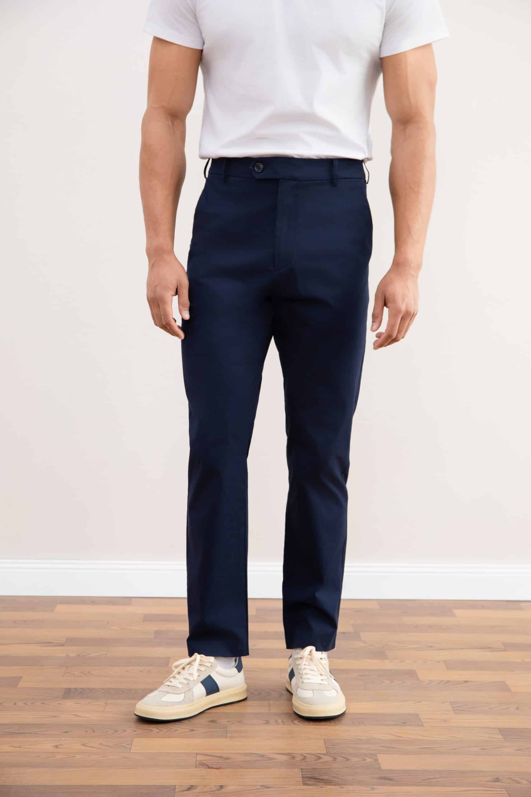 Straight Pleated Blue Pants