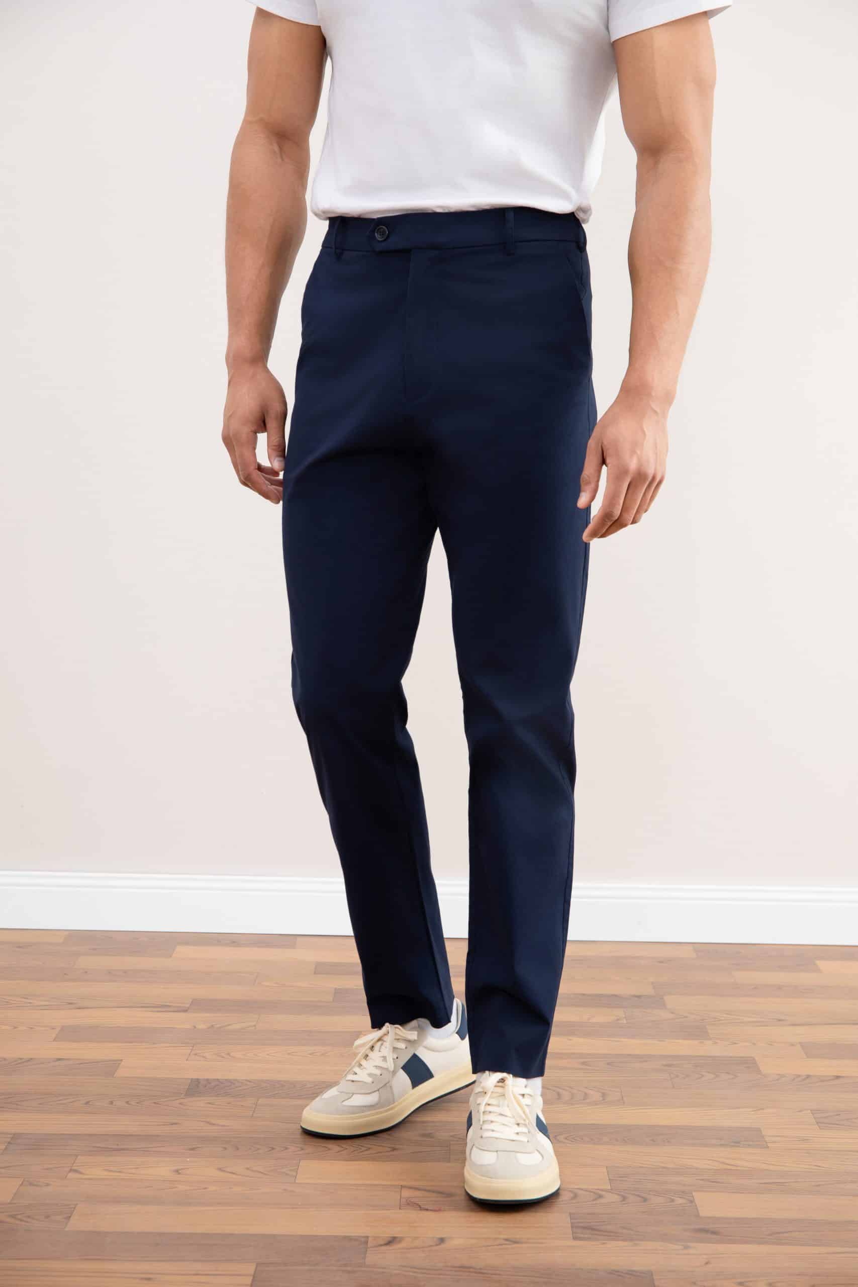 Straight Pleated Blue Pants