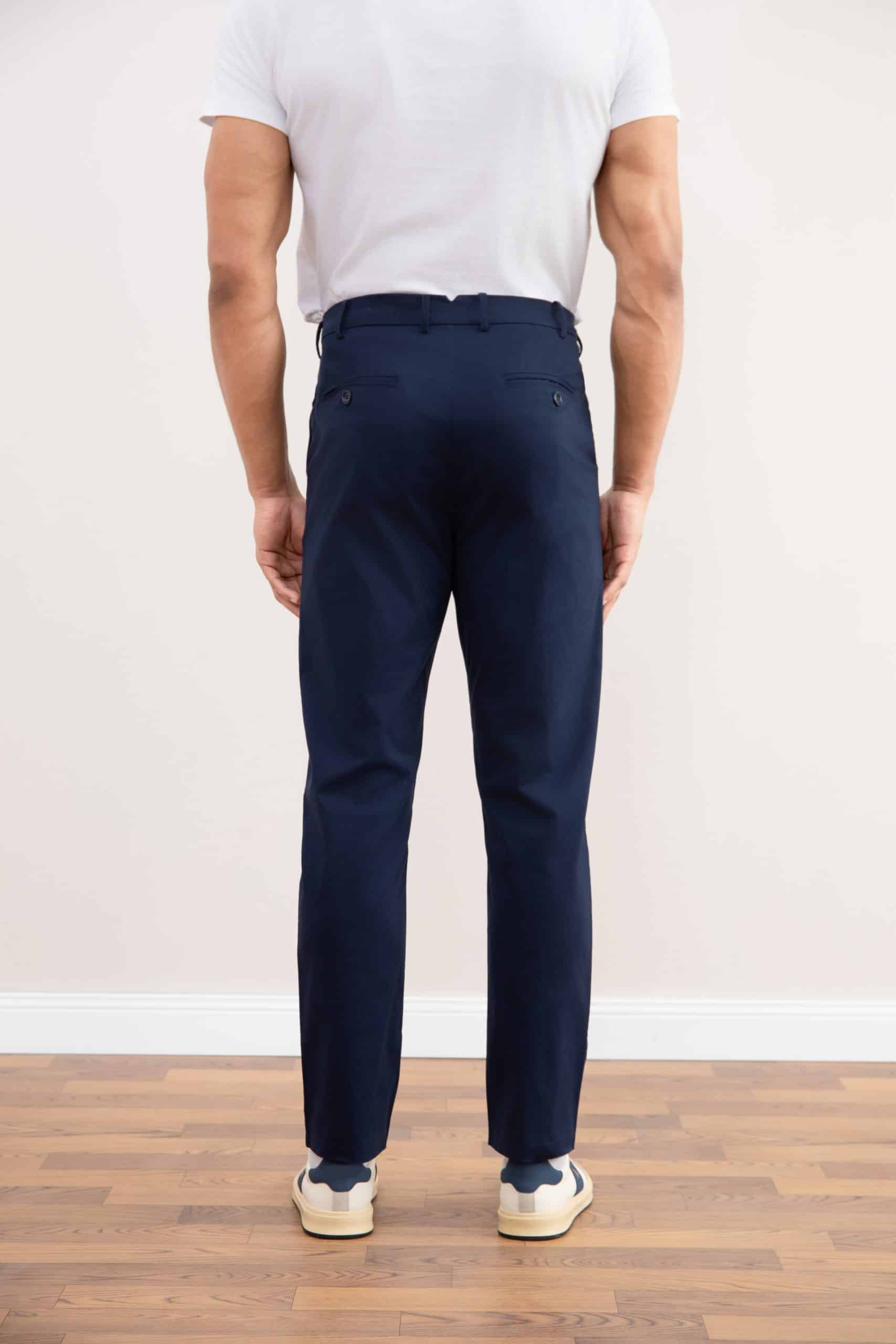 Straight Pleated Blue Pants