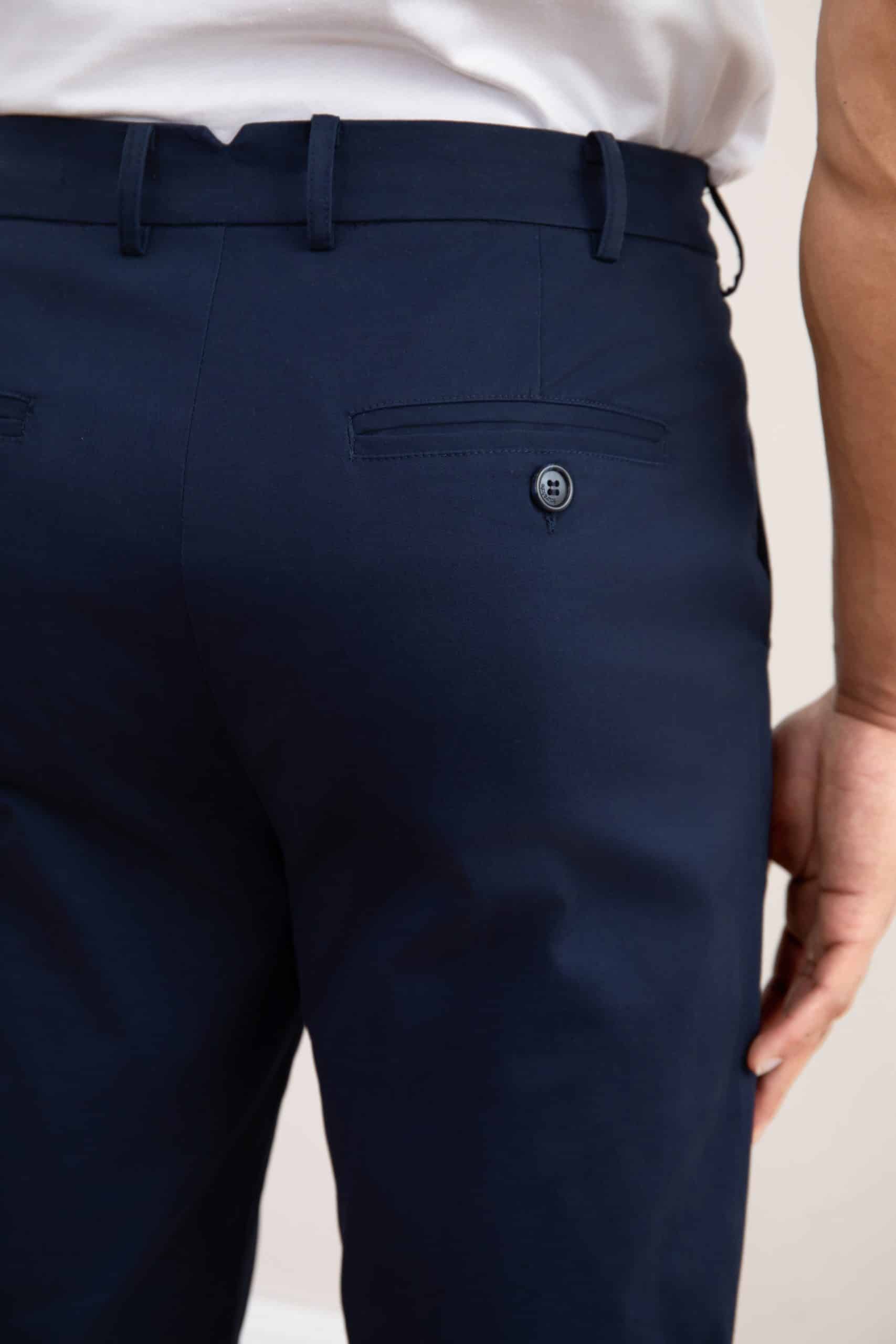 Straight Pleated Blue Pants