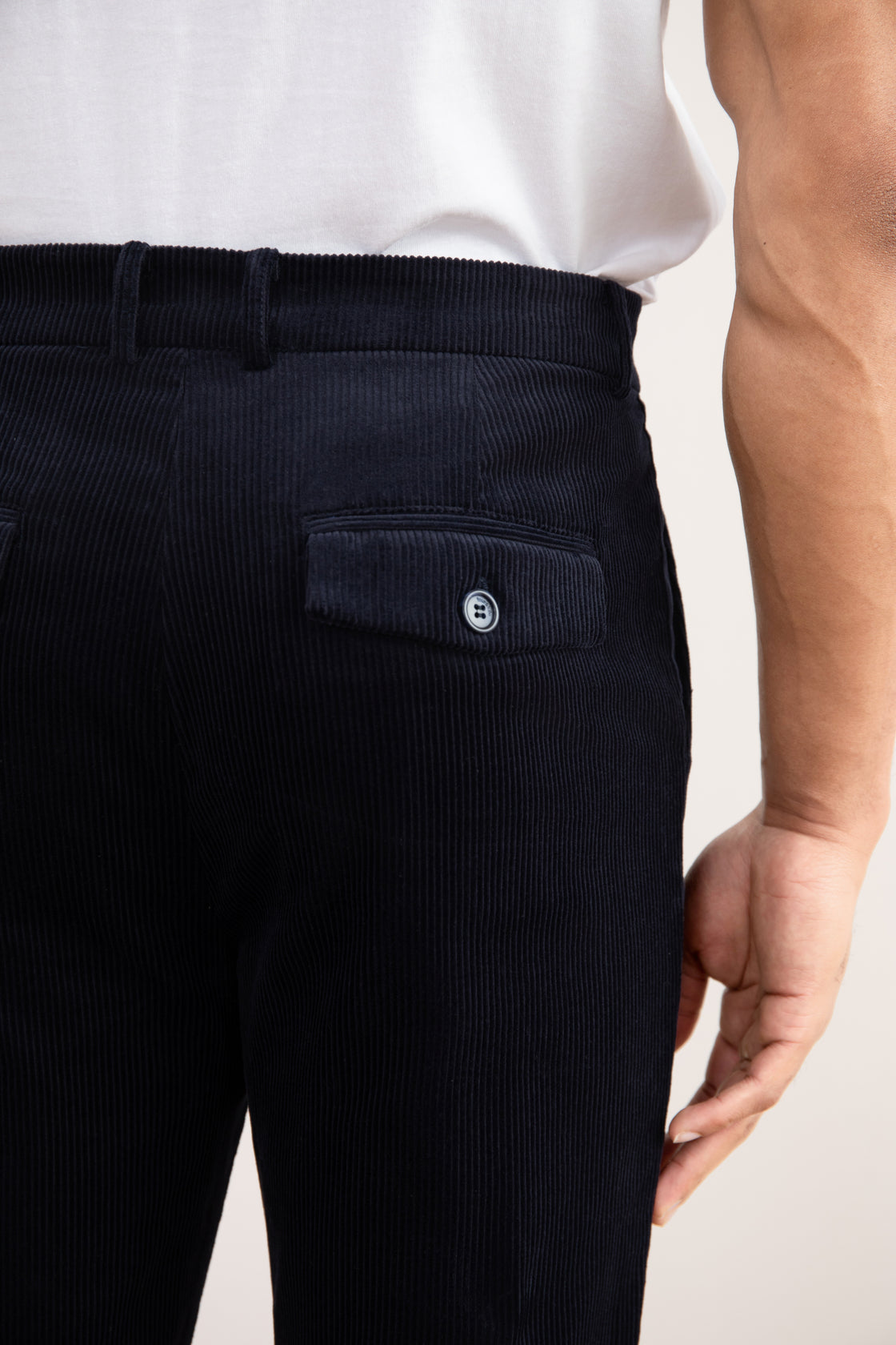 Straight Leg Corduroy Pants Navy Blue