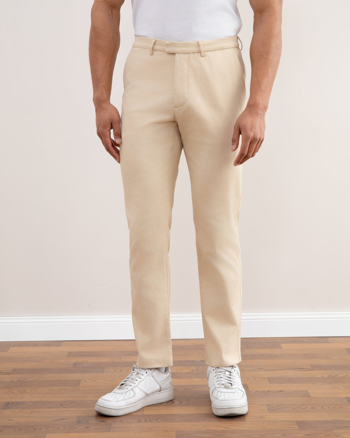 Beige Straight Winter Pants
