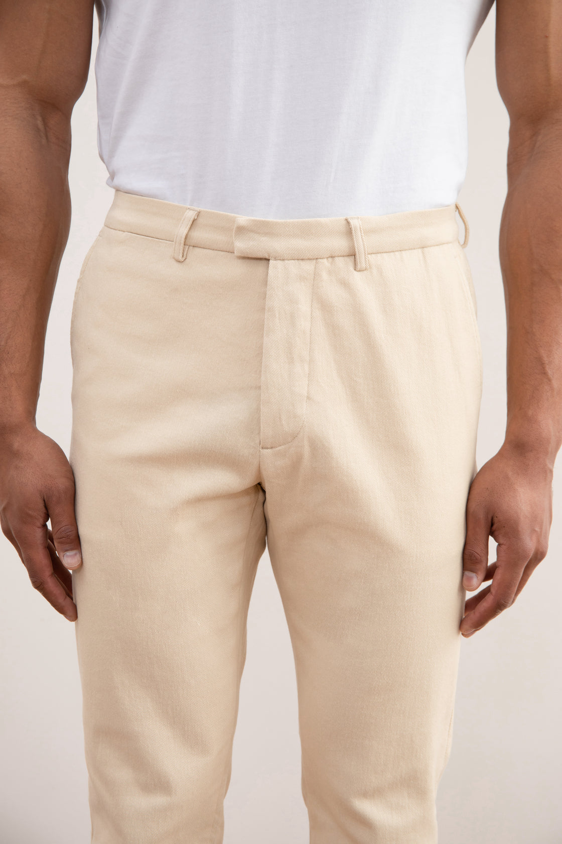 Beige Straight Winter Pants