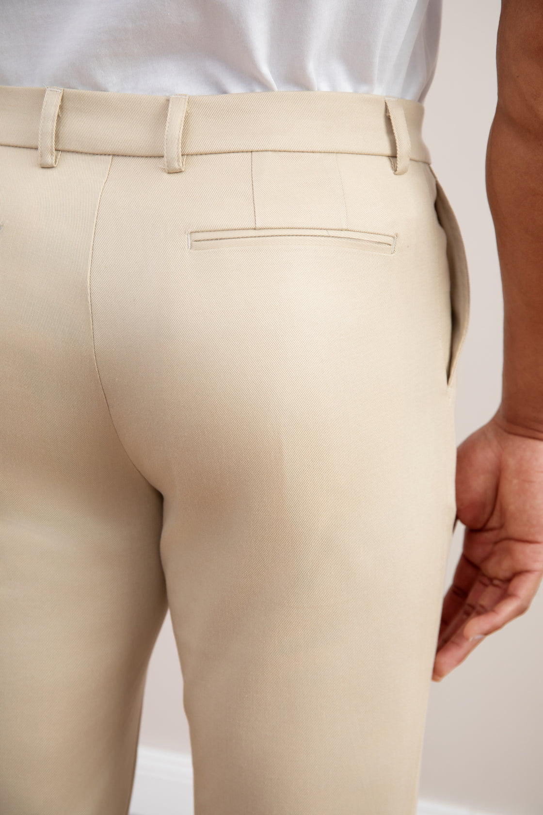 Beige Stretch Chino Pants Straight-Fit