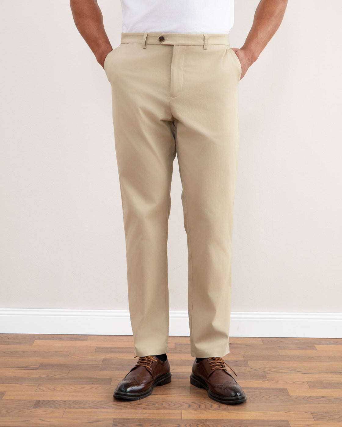 Beige Straight Chinos