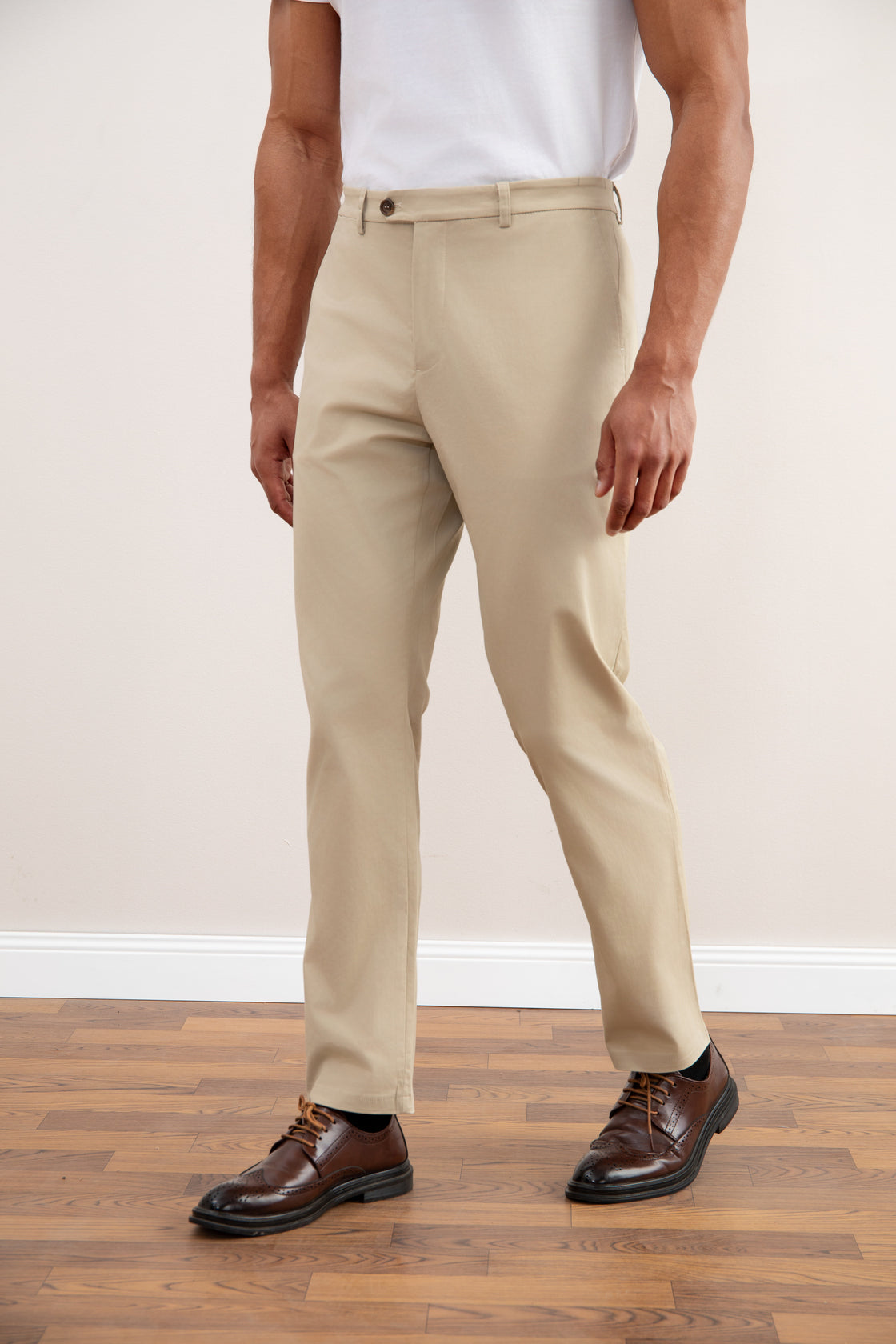 Beige Straight Chinos