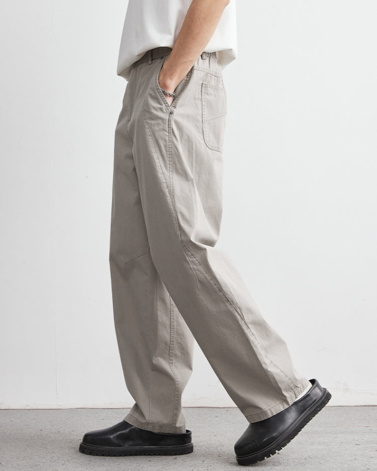 Relaxed elastic waist denim-look pants