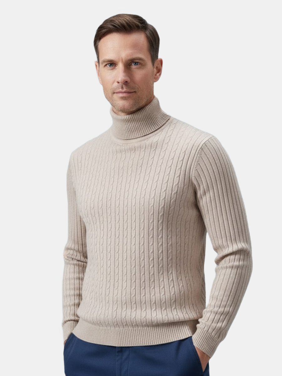 Cashmere Cable-Knit Turtleneck Sweater
