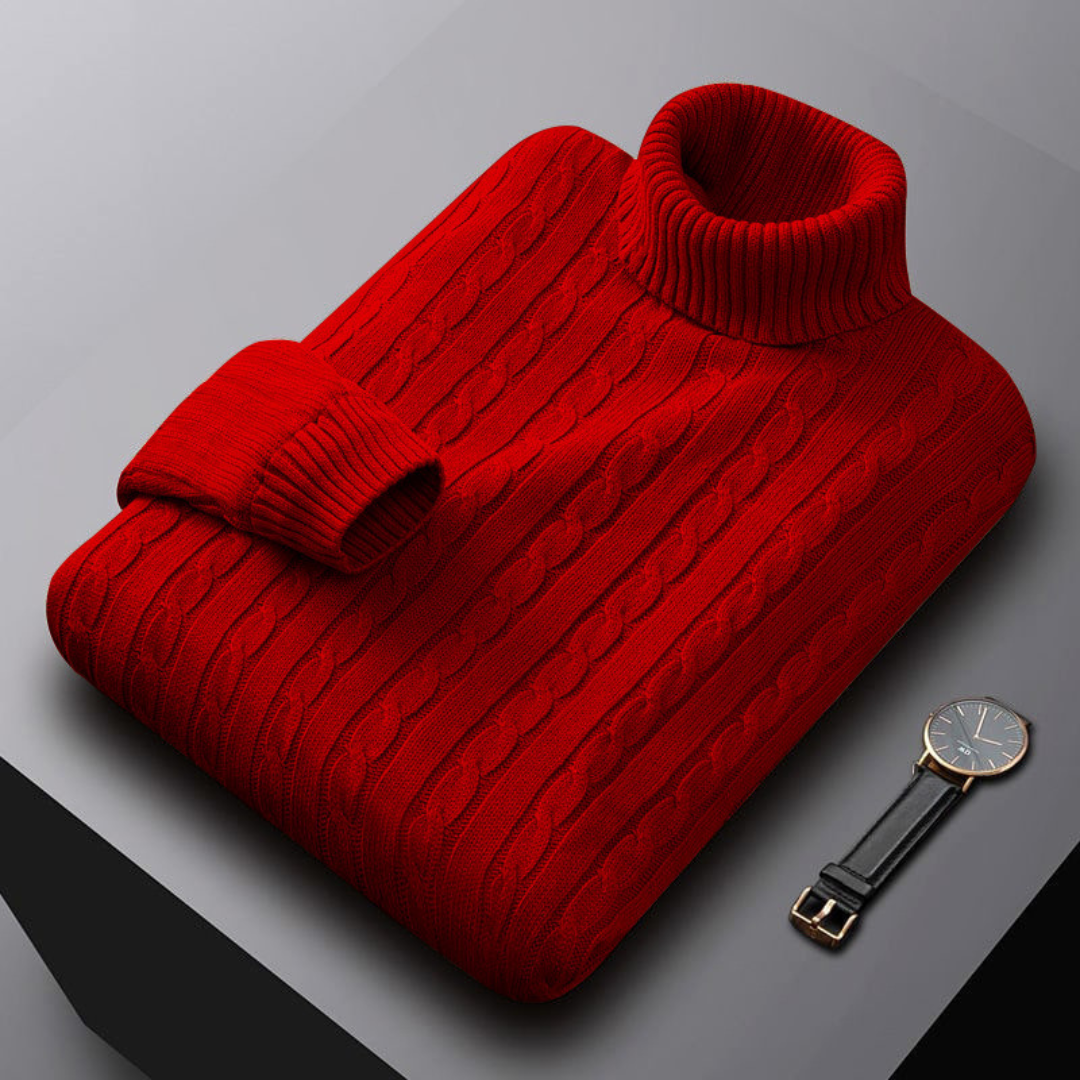 Cable-Knit Turtleneck Sweater