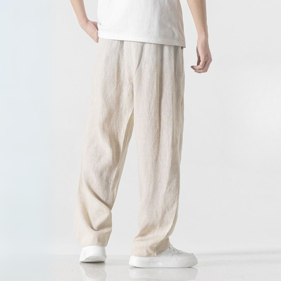 Straight-Cut 100% Linen Trousers