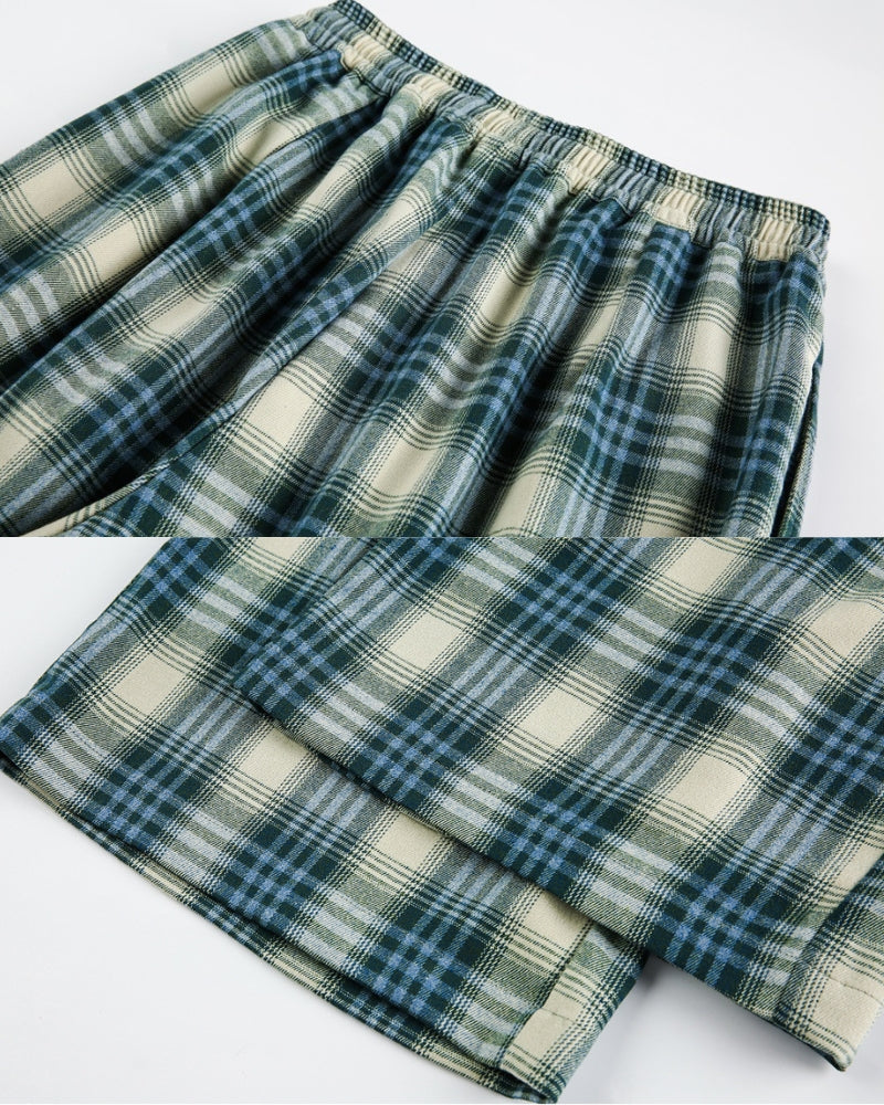 Relaxed plaid pajama pants with drawstring