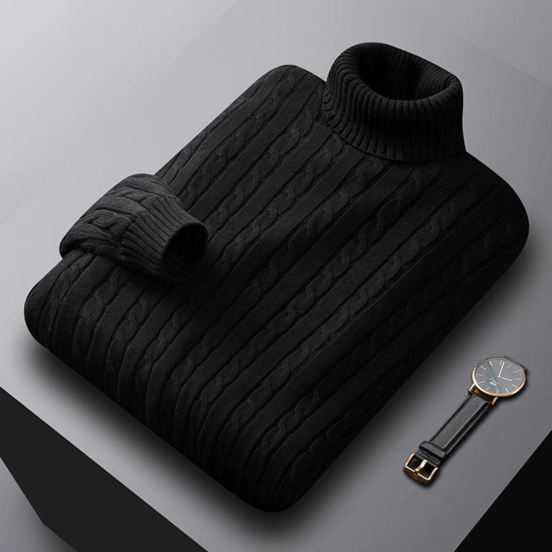 Cable-Knit Turtleneck Sweater