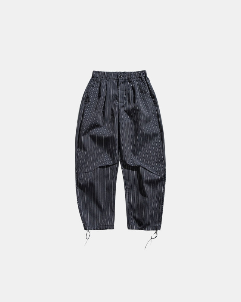 Diplomatic Stripe Pants with Drawstring - Navy Blue