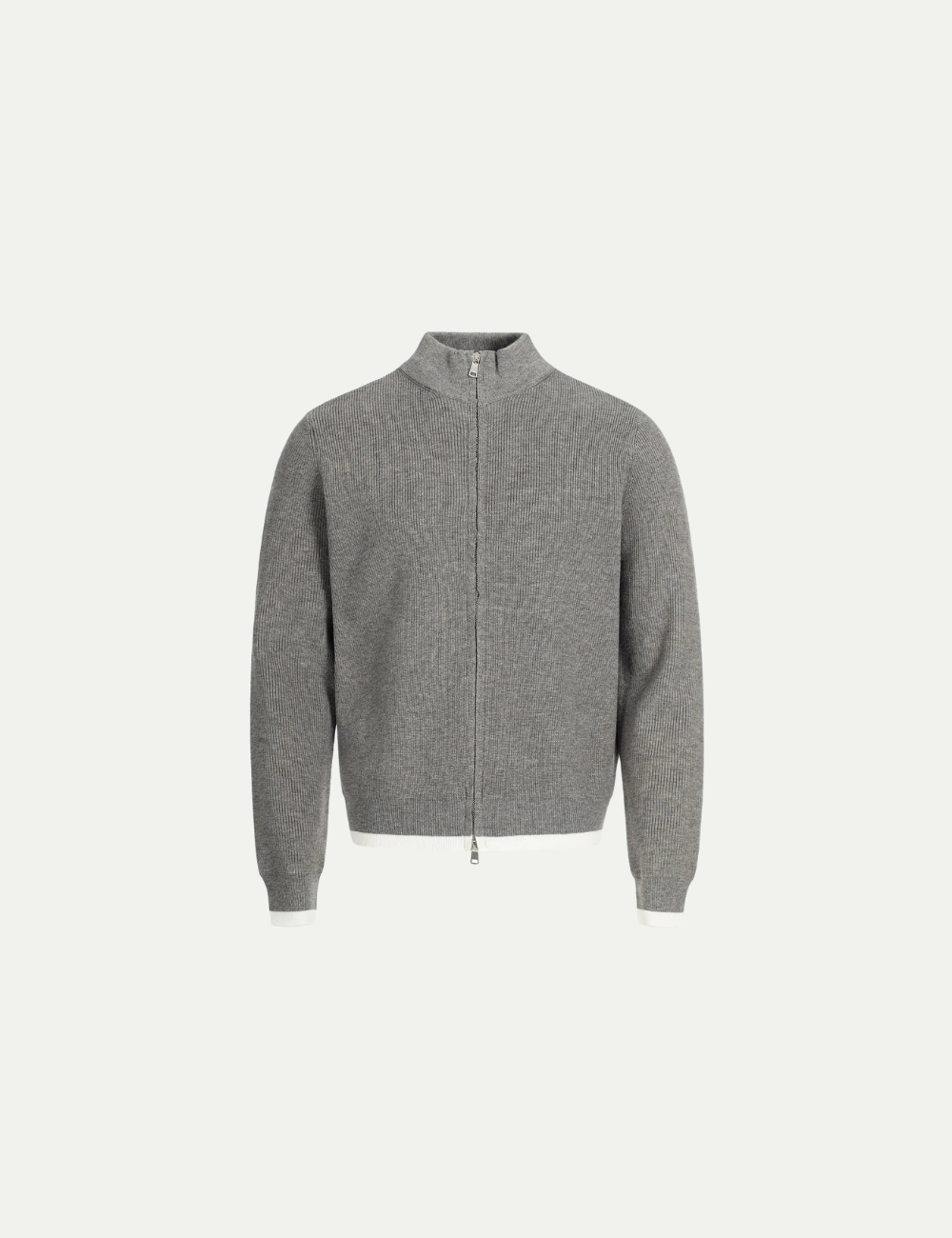 Wool-Cotton Blend Full-Zip Sweater
