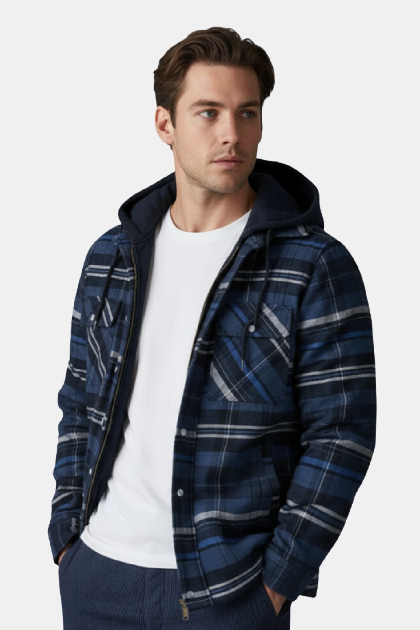 Quilted Hooded Flannel Shirt Jacket